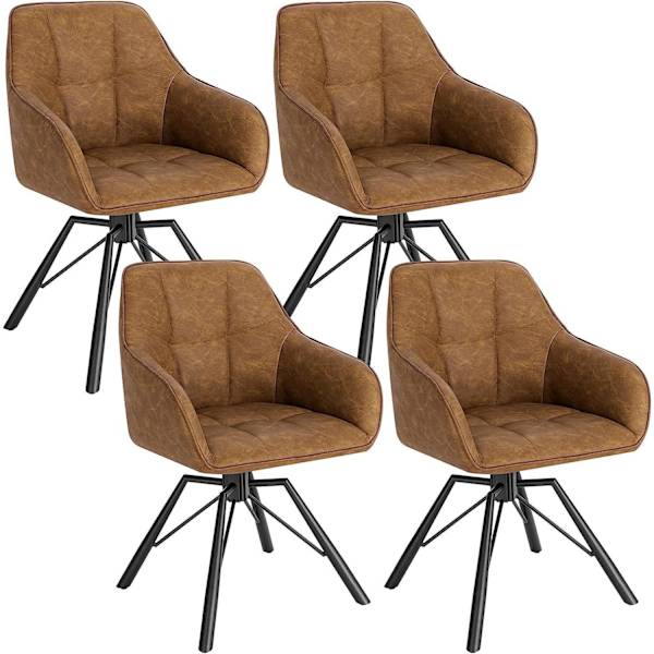 Rootz roterande matstolar Set med 4 - Vridstolar - Fåtöljer - Ergonomisk design - Bekväma sittplatser - Robust konstruktion - 58,5 cm x 82,5 cm x 54,5
