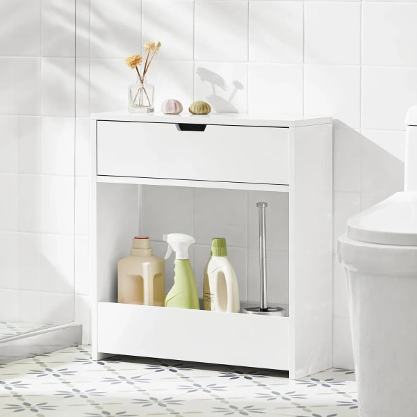 Rootz Badrum Toalettpappersrulle Holde-Badrumshylla Smal hylla Förvaringsskåp- B55 x D20 x H60cm