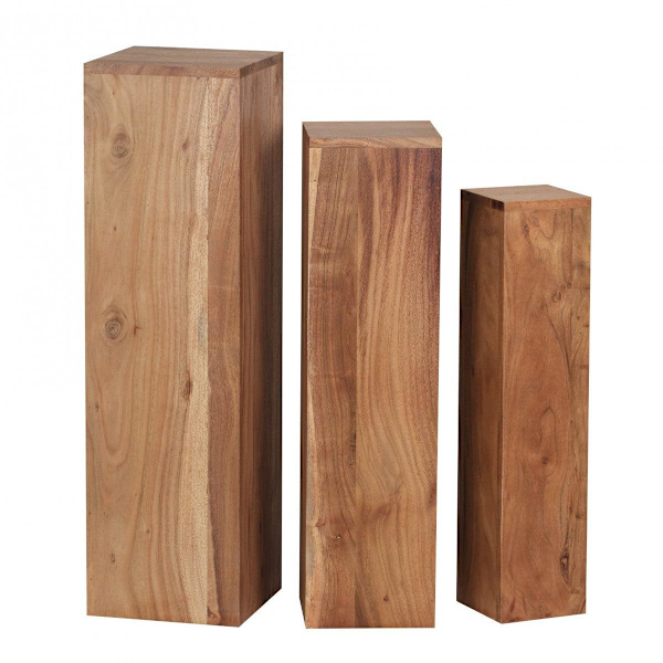 Rootz sideborde - sæt af 3 - dekorationsblok - aflangt sidebord - massivt træ - akacie - brun