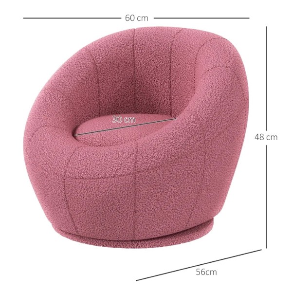 Rootz enkelsoffor - Accentstol - Rund design - Plysch snurrstol - Modern Charm - Massiv träram - Rosa - 60L x 56W x 48H cm