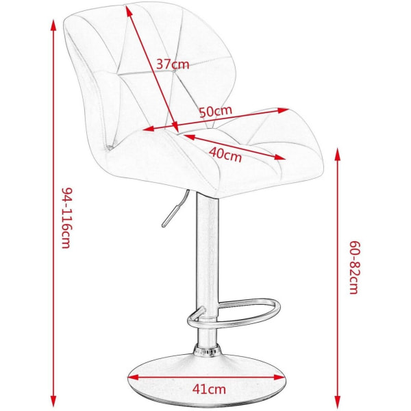 Rootz-baarijakkarasarja - Työpöytäjakkarat - Kääntötuolit - Ergonominen muotoilu, kestävä rakenne, Lattian suojaus - Keinonahka - 94cm-116cm x 50cm x