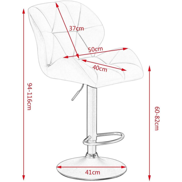 Rootz Barstolsset - Bänkpallar - Snurrstolar - Ergonomisk design, hållbar konstruktion, golvskydd - konstläder - 94cm-116cm x 50cm x 40cm