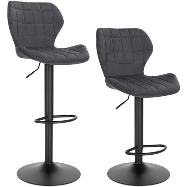 Rootz Velvet Swivel Bar Pall - Justerbar bänkstol - Roterande sits - Bekväm, Säker, Snygg - 48cm x 38cm x 60-82cm
