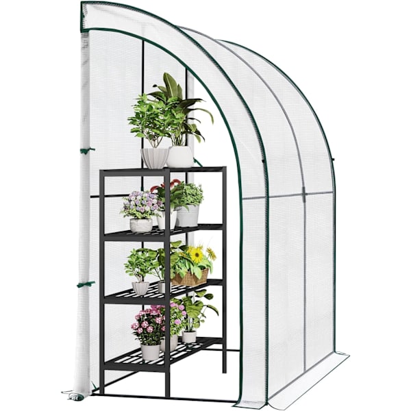 Rootz Premium Lean-to Greenhouse - Trädgårdsväxthus - Utomhusväxthus - UV-skydd - Hållbar design - Enkel montering - 200 cm x 210 cm x 100 cm