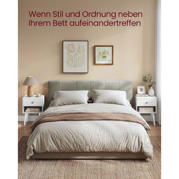 Rootz Sengebord - Natbord - Natskab af træ - Spånplade - MDF - Massivt træ - 28cm x 39cm x 55cm - Snehvide