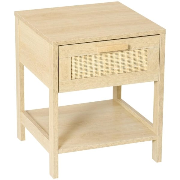 Rootz Bedside Table - Bedside Table - Bedside Table - Side Table - Drawer Storage Shelf - Natural - 40 x 40 x 48 cm