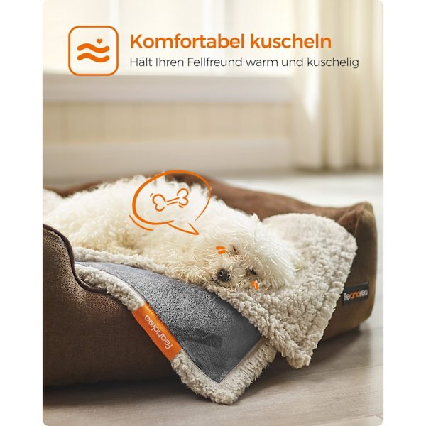 Rootz Pet Filt - Hundtäcke - Puppy Throw - Sherpa Material - TPU Film - Flanell Tyg - Lätt - Mysigt - Lätt att rengöra - 73cm x 63cm
