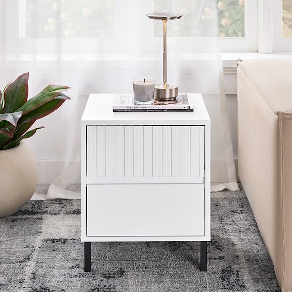 Rootz Bedside Table - Nightbord - End Table - Organized Storage - 40x48x40cm - Industrial Style - Safe & Sturdy MDF