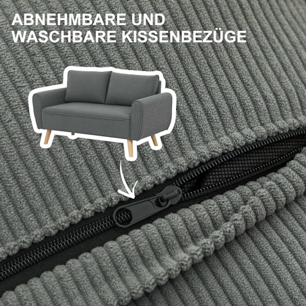Rootz 2 -sits soffa - tyg soffa - liten soffa - lyxig komfort - 145 x 75 x 78 cm - antracit
