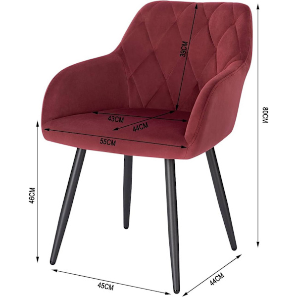 Rootz matstolsset - Modern sits - Fåtölj - Ergonomisk design - Sammetstyg - 44cm x 42,5cm x 46,5cm - Lastkapacitet 120kg