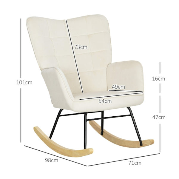 Rootz gungstol - Amningsstol - Avslappningsstol - Sammetsstoppning - 98cm x 71cm x 101cm