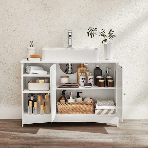Rootz Under-Sink Cabinet - Badeværelsesopbevaring - Vaskeskab - MDF - Chrome Håndtag - 90cm x 30cm x 60cm