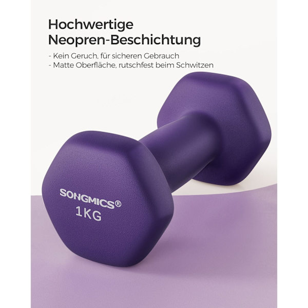 Rootz 2-delade hantlar - Handvikter - Styrketräning - Neoprenbeläggning - 13,5 cm x 6,5 cm - 2 x 1 kg