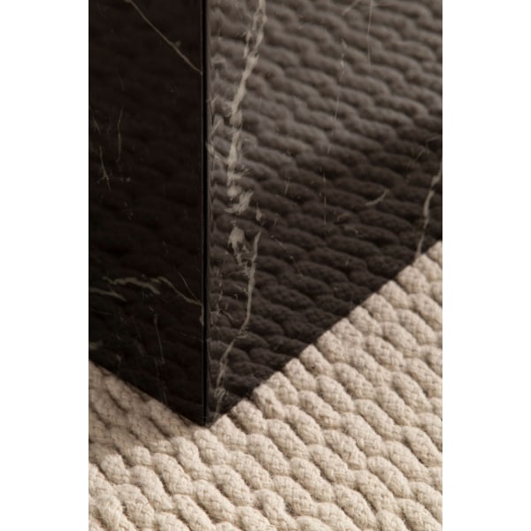 Rootz sofabordssæt med 2 - Monobloc borde - Sort højglans marmorlook - Elegant & pladsbesparende design - 50 cm x 50 cm x 41,5 cm & 46 cm x 46 cm x 36