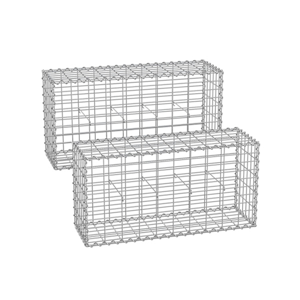 Rootz Gabion Basket Set - Stenkorg - Trädgårdsvägg - Galvaniserat stål - 100cm x 50cm x 30cm - Gör-det-själv landskapsplanering - 15kg