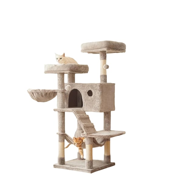 Rootz Large Cat Tree - Scratching Post - Soft Covered - Plush Comfort - 49cm x 49 cm x 135 cm