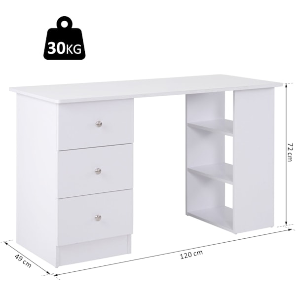 Rootz Multimedia Office Desk - WorkStation - Opintotaulukko - Riittävä tallennustila - 120L x 49W x 72H CM