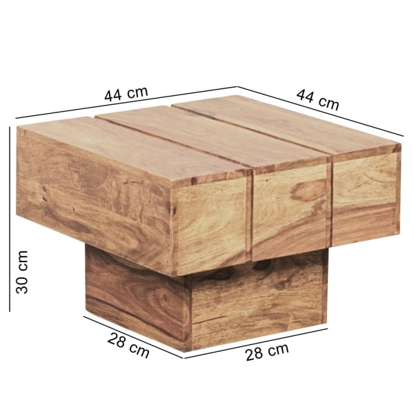 Rootz-pöytä kovapuusta Acacia sohvapöytä 44 x 44 x 30 cm sohvapöytä Massiivinen leveä kuutio neliö