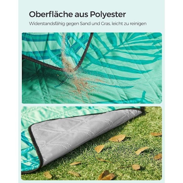 Rootz-piknikpeitto - Ulkomatto - Kannettava rantapeite - Vedenpitävä - Kevyt - Helppo puhdistaa - 200cm x 200cm - Vihreä trooppisella saniaisella