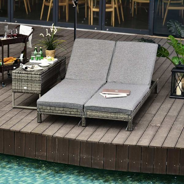 Rootz Garden Dubbelsäng - Grå - Metall, Rotting, Polyester - 76,77 cm x 48,42 cm x 11,02 cm