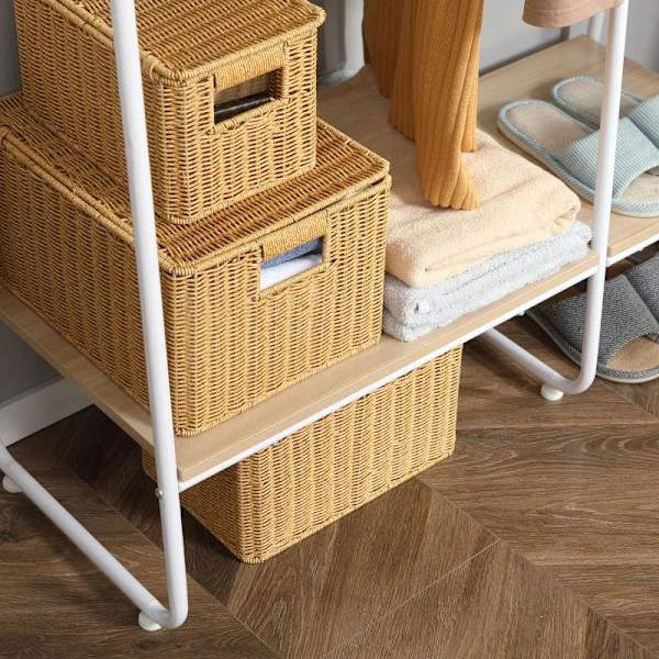 Rootz Tøjstativ - Tøjstativ - Knageholder - 5 hylder - 1 Tøjstang - Naturlig + Hvid - 101 cm x 39 cm x 160 cm