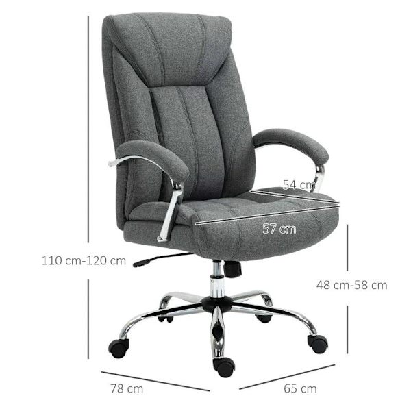 Rootz kontorsstol - Kontorsstol med vippfunktion - Ergonomisk stol - Skrivbordsstol - Vridstol med ryggstöd - Justerbar i höjdled - Grå - 65 x 78 x 11