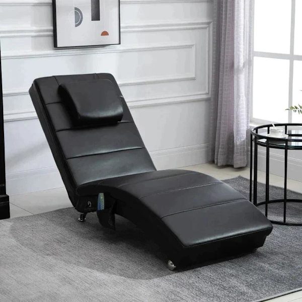 Rootz Massagebord - Afslapningsseng - Massagefunktion - Loungestol - Ergonomisk højt ryglæn - Sort - 58 x 163 x 87 cm