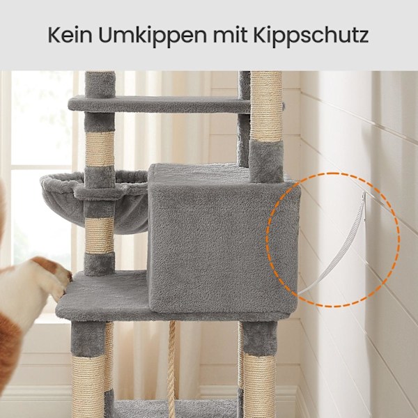 Rootz XXL Cat Tree - Cat Scratching Post - Scratch Pole With Cave - Stability & Security - 50 cm x 50 cm x 164 cm
