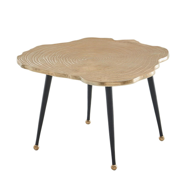 Rootz sohvapöytä alumiini puulevy 64x64x37 cm sohvapöytä metalli kulta - Design olohuoneen pöytä pyöreä - Pieni sohvapöytä Moderni - Sivupöytä sivupöy