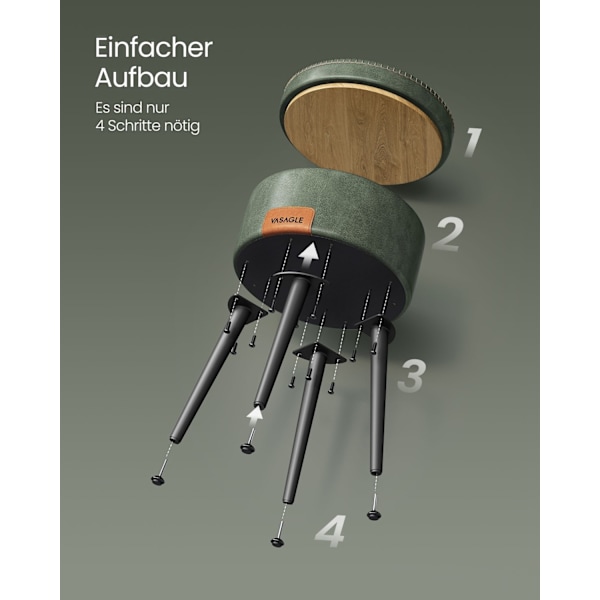 Rootz Forest Green Steel Campingbänk - Förvaringsbänk - Uteservering - Högelastiskt skum - PU syntetiskt läder - Plywood - 38,2 cm x 44,4 cm - Ø 32 cm