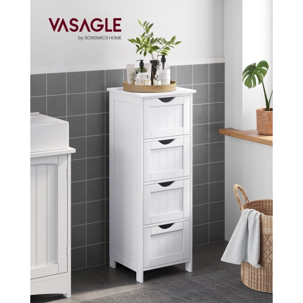 Rootz Sideskab - Kommode - Opbevaringsorganisator - Funktionelt design - Robust udførelse - Pladsbesparende - 30 cm x 82 cm x 30 cm - Hvid - MDF-plade