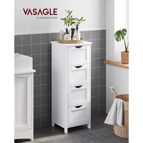 Rootz sidoskåp - Byrå - Förvaringsorganisatör - Funktionell design - Robust utförande - Utrymmesbesparande - 30 cm x 82 cm x 30 cm - Vit - MDF-skiva -