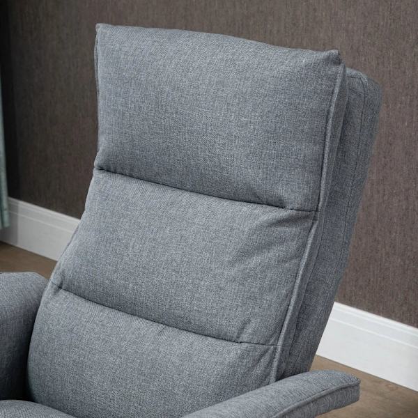 Rootz Massagekontorsstol - Fotpall - Praktisk sidoficka - 8 vibrationshuvuden - Linnepolyester - 1 fjärrkontroll - 1 sidoficka - Grå - 78L x 93W x 99H