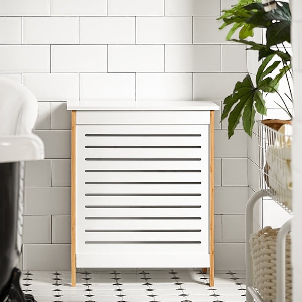 Rootz-pesuarkku - Pyykinkeräin - Pyykkikori - MDF ja bambu - Tilava säilytystila - Tyylikäs muotoilu - Helppo koota - 50 cm x 30 cm x 60 cm