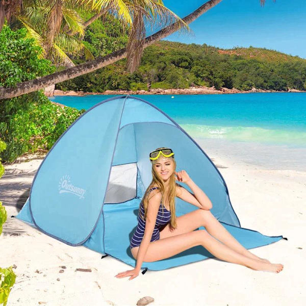 Rootz Pop-up Tent - Beach Shelter Tent - Throw Tent - Tent - Blue - 200 X 150 X 119 Cm