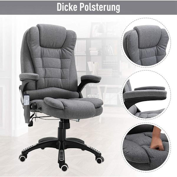 Rootz Executive Chair - Grå - Linne, skum, nylon - 26,38 cm x 26,38 cm x 49,6 cm