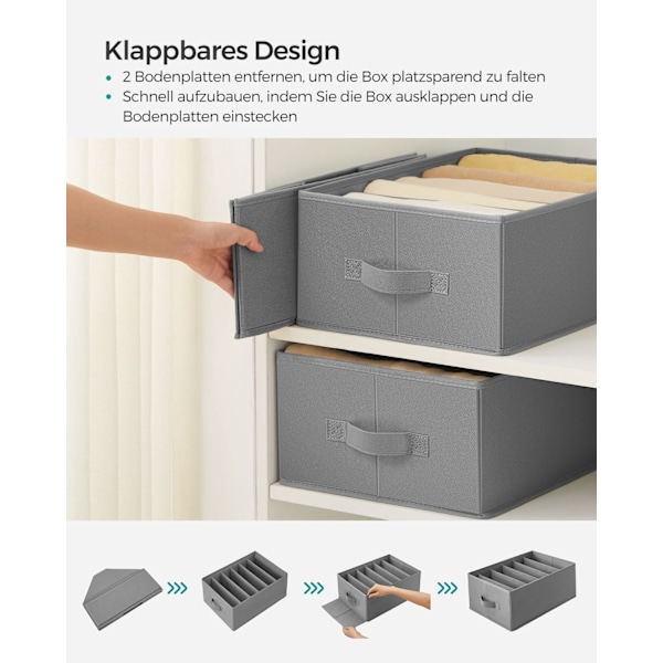 Rootz Wardrobe Organizer 6 lokerosarja - Vaatteiden säilytys - Kaapin jakajat - Kuitukangas - 42cm x 30cm x 17cm