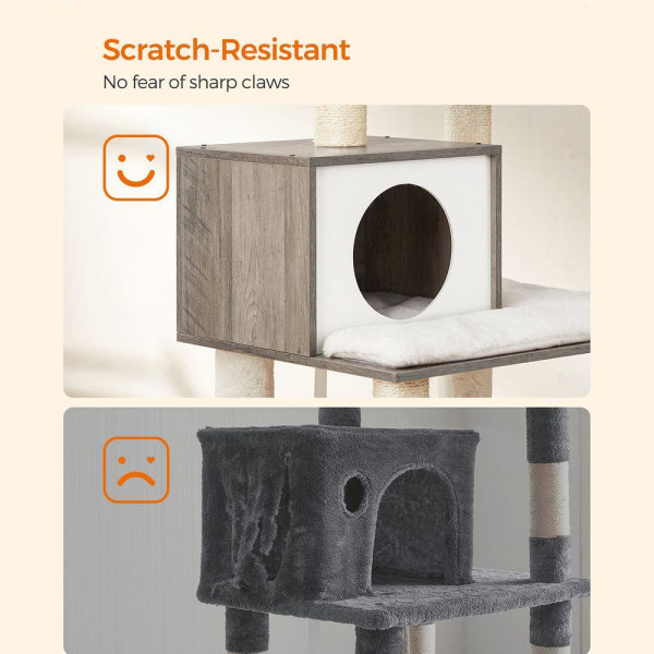 Rootz Cat Tree - Skrapstolpe - Kattträd med plattformar - Cat Climbing Tree - Cat Activity Tree - Cat Play Tree - Modern Cat Tree - Cat Tree House - S