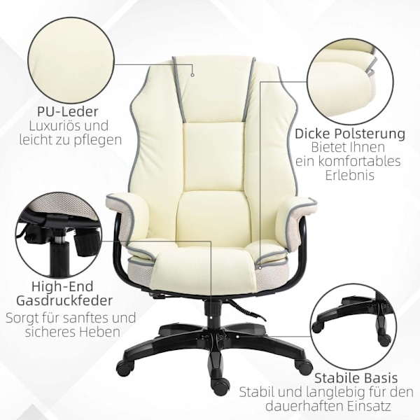 Rootz Ergonomic Office Chair - Computerstol - Executive Chair - Maksimal komfort - 76cm x 80cm x 118-124cm