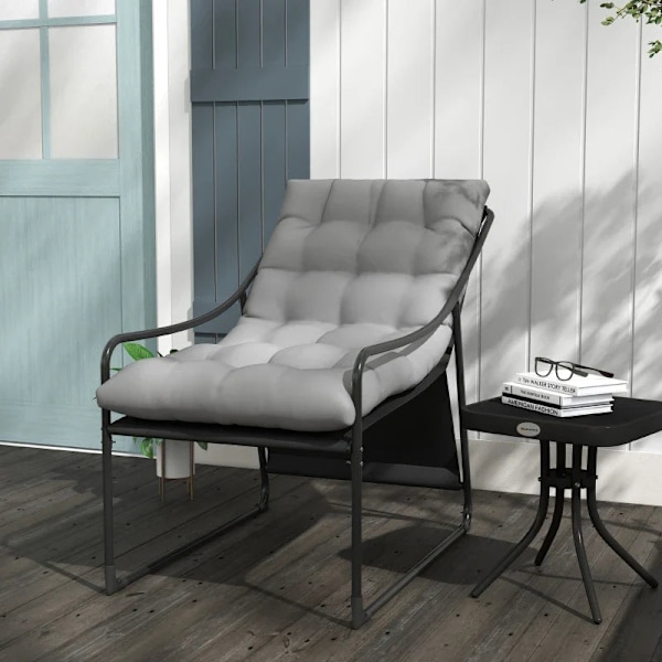 Rootz Lænestol - Havestol - Tykt sæde - Havesofa - PP Bomuld - Stål-polyester - Grå - 62L x 110W x 88H cm