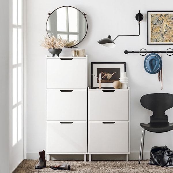 Rootz Skoskab med 2 klapper - Skovipper - Skokommode - Pladsbesparende design - Alsidig opbevaring - Forbedret stabilitet - Hvid - 50 cm x 91 cm x 19