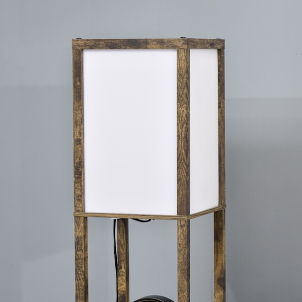 Rootz gulvlampe med hylder - trægulvlampe - stående lampe - stilfuld opbevaring - 26 x 26 x 160 cm