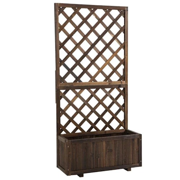 Rootz Upphöjd säng - Växtlåda med spaljé - Blomlåda - spaljé rosenbåge med klätterhjälp för klätterväxter - trä - brun - 72,5 x 31,5 x 149,5 cm