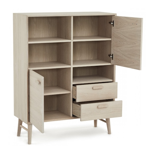 Rootz Highboard - Förvaringsskåp - Skänk - Massiv ek och faner - Tyst Soft-Close - Gott om förvaring - Tidlös design - 40cm x 100cm x 130cm