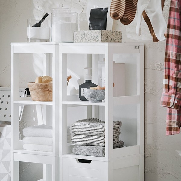 Rootz Badeværelse Opbevaringsskab - Brugsskab - Organizer - MDF Materiale - 30cm x 145cm x 30cm. Ideel til vasketøj, håndklæder og tilbehør