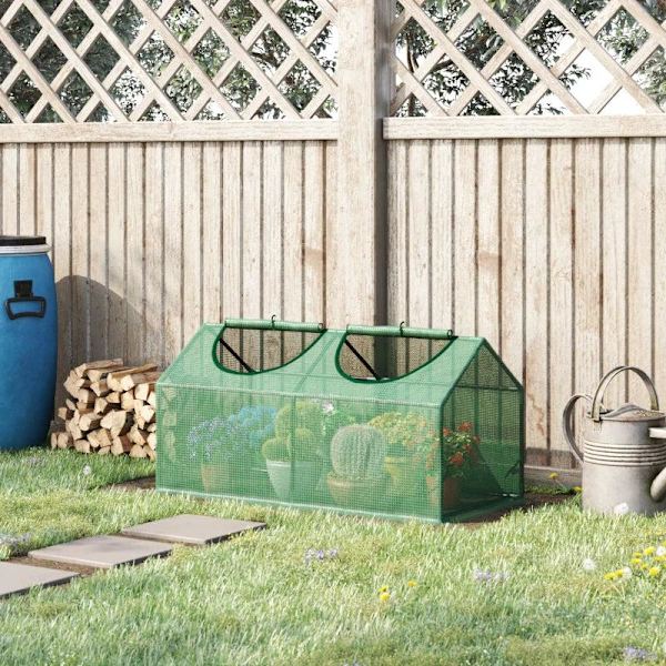Rootz Mini Greenhouse - Litet växthus för utomhusbruk med slitstarkt PE-skydd - Observationsfönster - Grön - 119 x 60 x 60 cm