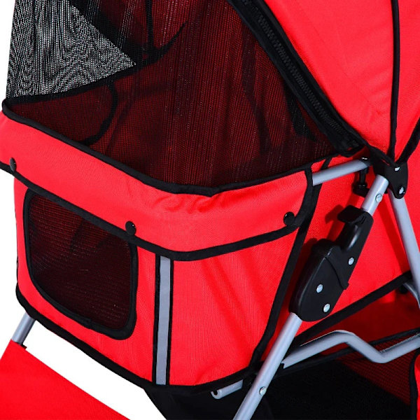 Rootz Dog Stroller - Pet Stroller - Dog Buggy - Dog Stroller For Travel - Foldable Pet Stroller - Dog Travel Buggy - Compact Pet Carriage - Red - 75L