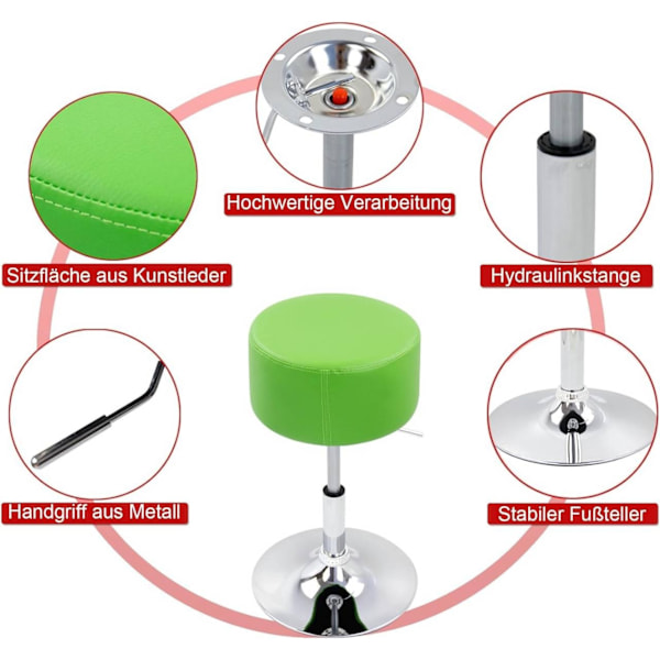 Rootz Swivel Bar Pall - Lågprofilstol - Justerbar Pall - Imiterat läder - 33,5 cm Sits - 52-67 cm Höjd - 38,5 cm Base