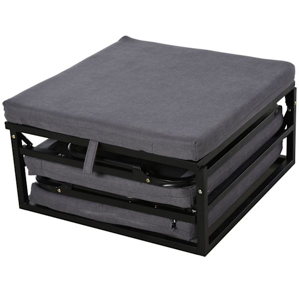 Rootz hopfällbar gästsäng 2-i-1 - Grå - Polyester, stål, skum - 75,59 cm x 26,77 cm x 14,56 cm