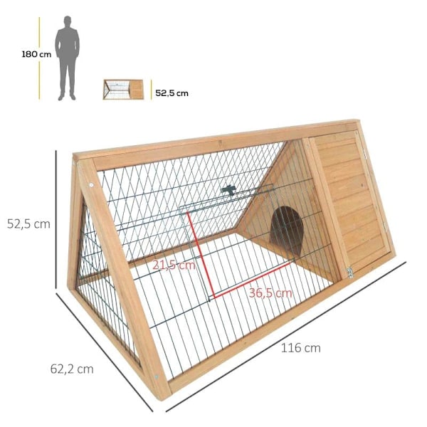 Rootz Lille Dyrebur - Kaninbur - Dyrebur - Dyrebur - Vejrbestandig - Gul - 116 cm x 62,2 cm x 52,5 cm